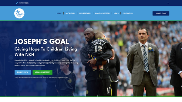 Screenshot of the Joseph's Goal website