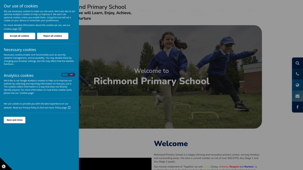 Screenshot of the Richmond Primary School PTFA website
