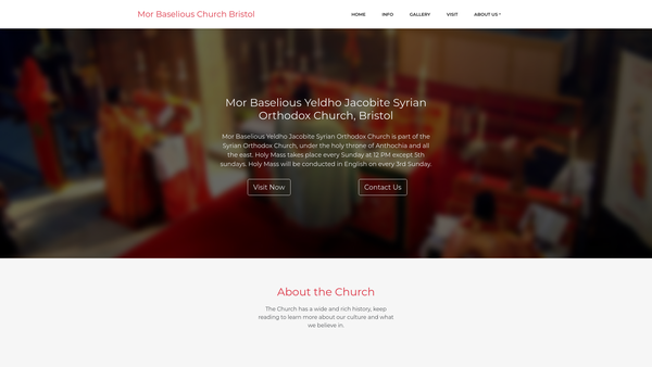 Screenshot of the Mor Baselios Yeldho Jacobite Syrian Orthodox Church, Bristol website