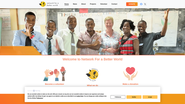 Screenshot of the Network For A Better World website