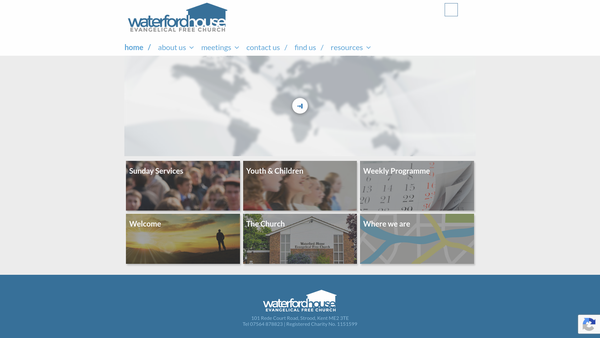 Screenshot of the Waterford House Evangelical Free Church website
