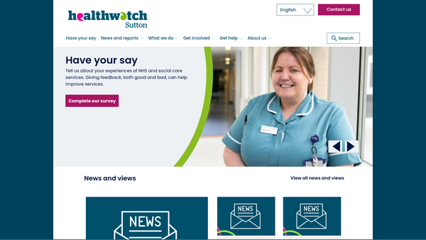 Screenshot of the Healthwatch Sutton website