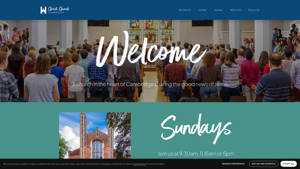 Screenshot of the Christ Church with St Andrew the Less Cambridge website