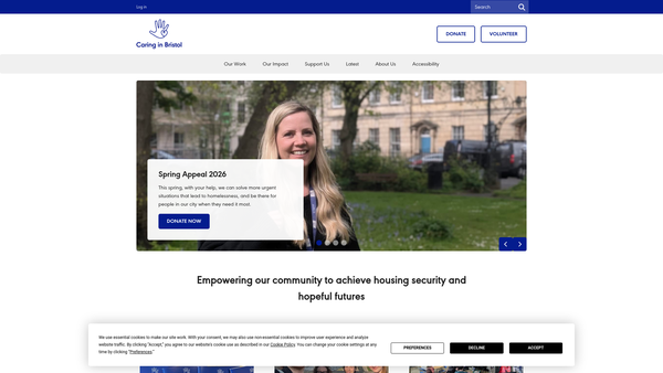 Screenshot of the Caring In Bristol website