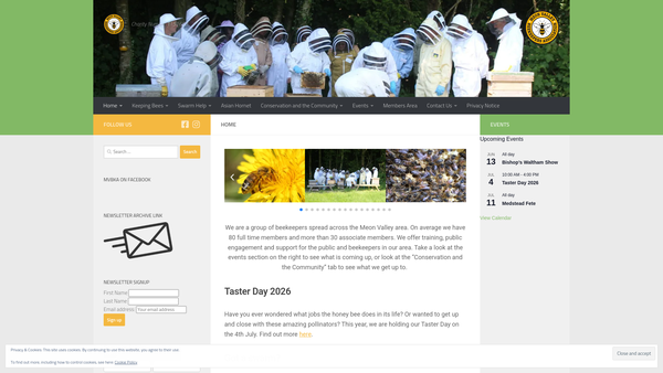 Screenshot of the Meon Valley Beekeepers Association website