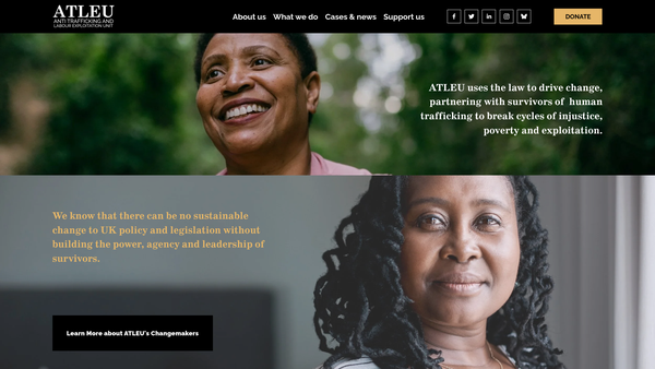 Screenshot of the Anti-Trafficking And Labour Exploitation Unit (Atleu) Limited website