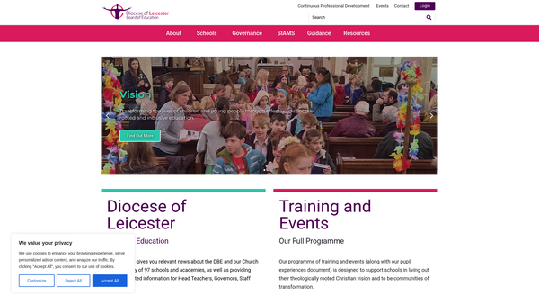 Screenshot of the Leicester Diocesan Board Of Education website