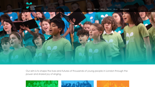 Screenshot of the London Youth Choir website