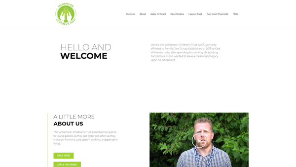 Screenshot of the Williamson Children's Trust website