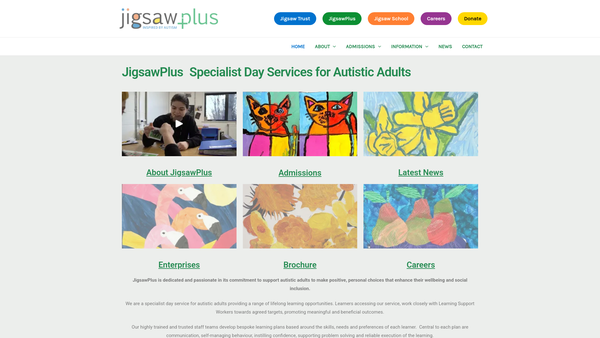 Screenshot of the Jigsaw + website