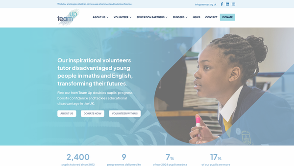 Screenshot of the Team Up For Social Mobility Limited website