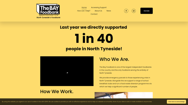 Screenshot of the The Bay Foodbank website