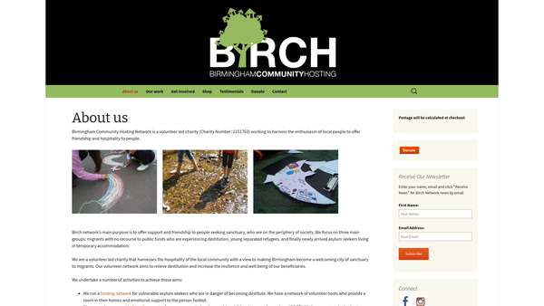 Screenshot of the Birmingham Community Hosting Network website