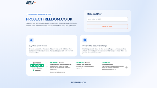 Screenshot of the Project Freedom Ltd website
