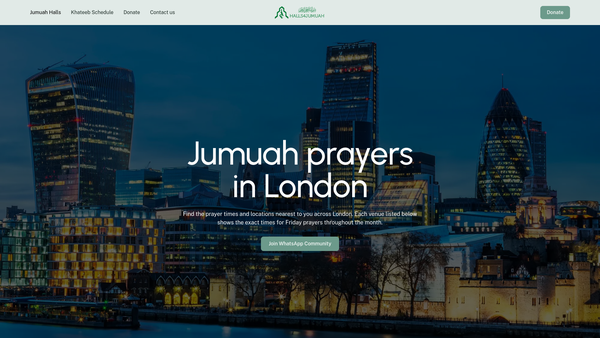 Screenshot of the Halls4jumuah website