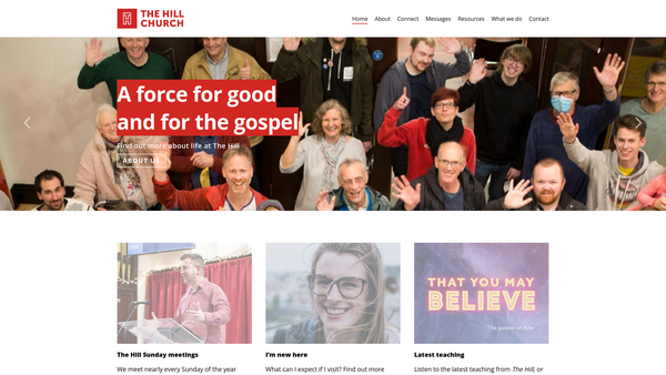 Screenshot of the The Hill Church Swansea website