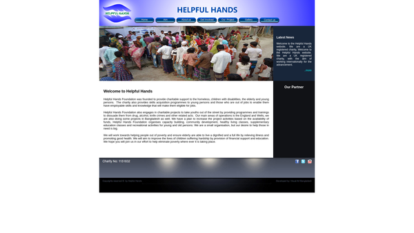 Screenshot of the Helpful Hands Foundation website