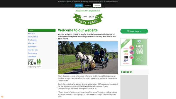Screenshot of the Windsor And Ascot Driving Group website