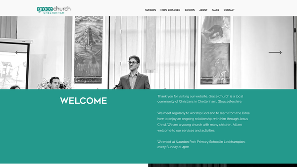 Screenshot of the Grace Church Cheltenham website