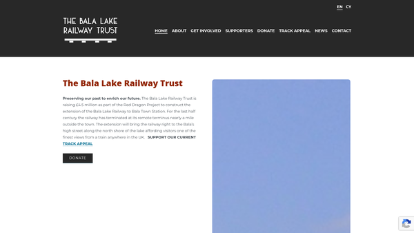 Screenshot of the Bala Lake Railway Trust website