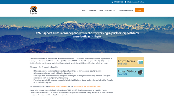 Screenshot of the Umn Support Trust website