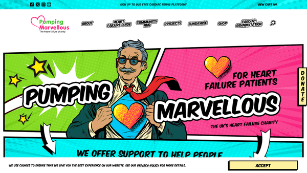 Screenshot of the Pumping Marvellous Foundation website