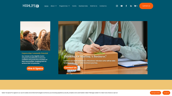 Screenshot of the The Highlife Centre Ltd website