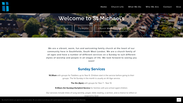 Screenshot of the St Michael's Southfields website