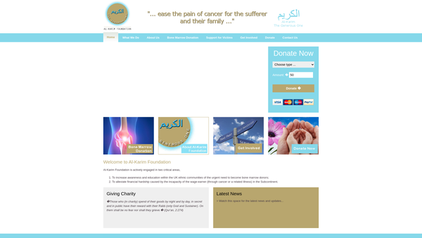Screenshot of the Al-Karim Foundation website