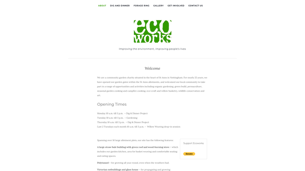 Screenshot of the Ecoworks website