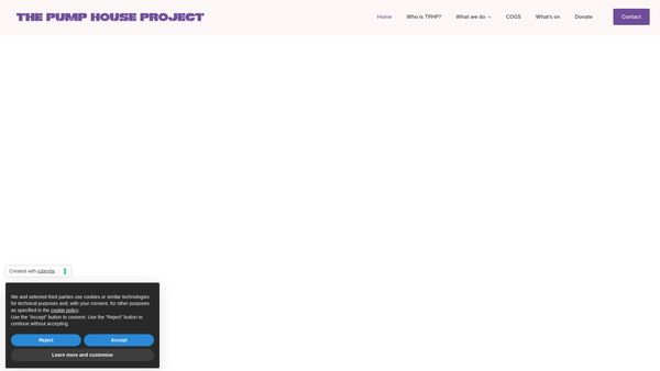 Screenshot of the The Pump House Project website