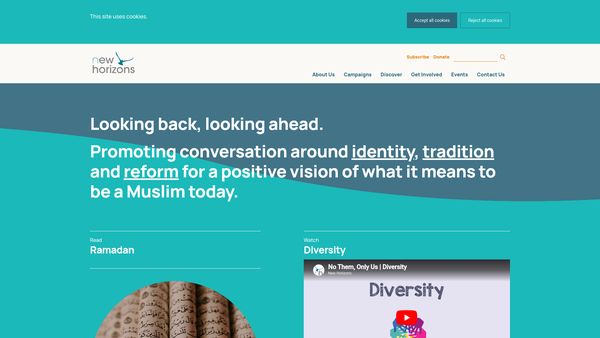 Screenshot of the New Horizons In British Islam website