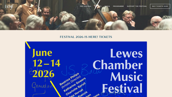 Screenshot of the Lewes Chamber Music Festival website