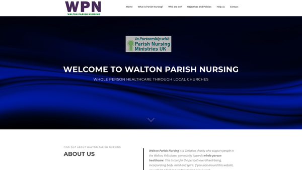 Screenshot of the Walton Parish Nursing, Felixstowe website