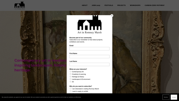 Screenshot of the Art In Romney Marsh website