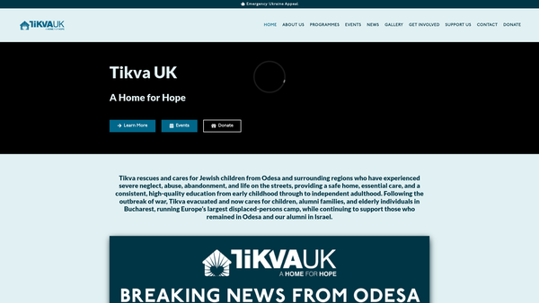 Screenshot of the Tikva UK website
