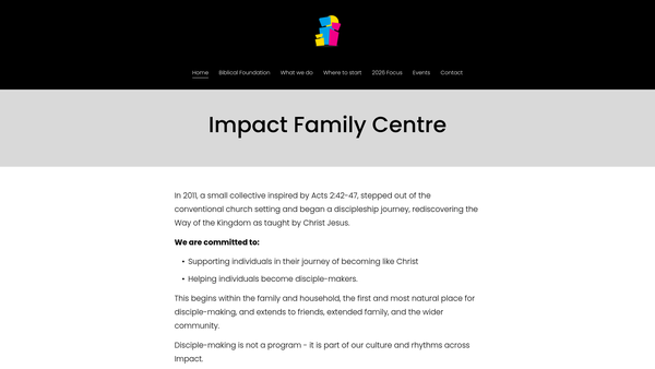 Screenshot of the Impact Family Centre website