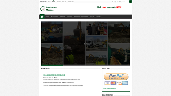Screenshot of the Eastbourne Islamic Cultural Centre website