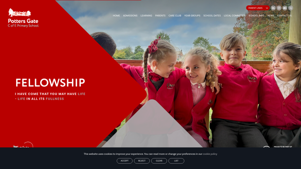 Screenshot of the Friends Of Potters Gate School website