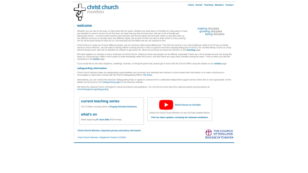 Screenshot of the The Parochial Church Council Of The Ecclesiastical Parish Of Christ Church Moreton website