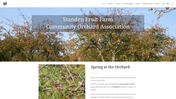 Screenshot of the Standen Fruit Farm Community Orchard Association website