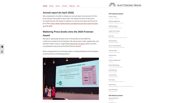 Screenshot of the Mattering Press website