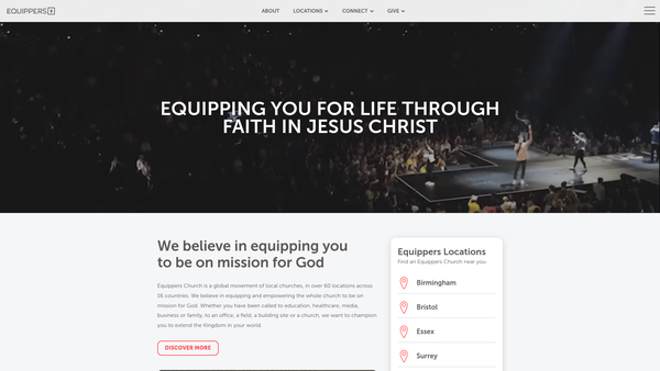 Screenshot of the Equippers Church Swindon website