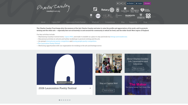 Screenshot of the The Charles Causley Trust website