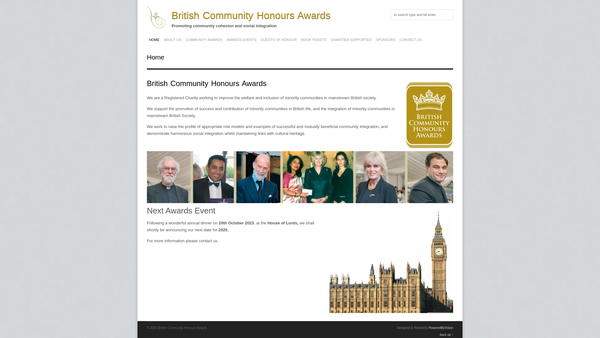 Screenshot of the British Community Honours Awards website