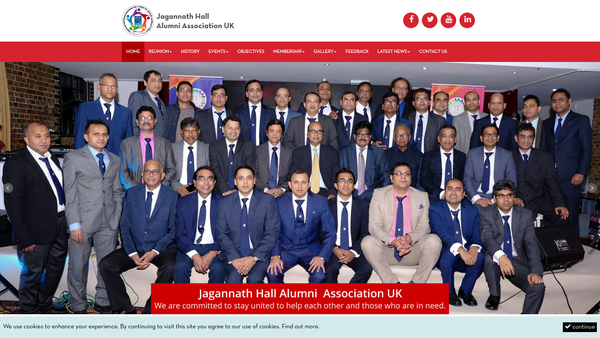 Screenshot of the Jagannath Hall Alumni Association UK website