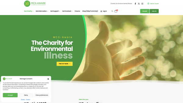 Screenshot of the Mcs-Aware website
