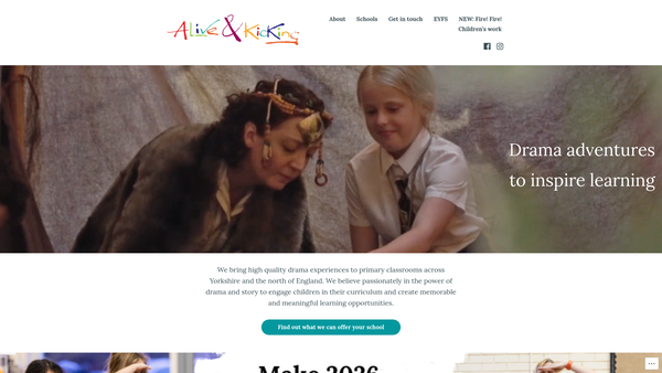 Screenshot of the Alive And Kicking Theatre Company Ltd website