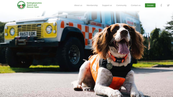 Screenshot of the Nottinghamshire Search And Rescue Team website