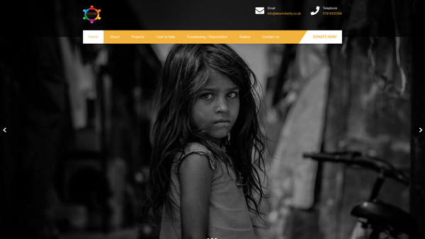 Screenshot of the Ekom Charity Trust website